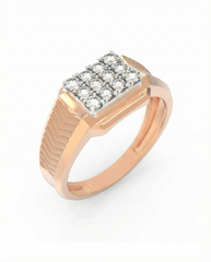 18K Gold & Diamond Band Ring For Men KRC60314