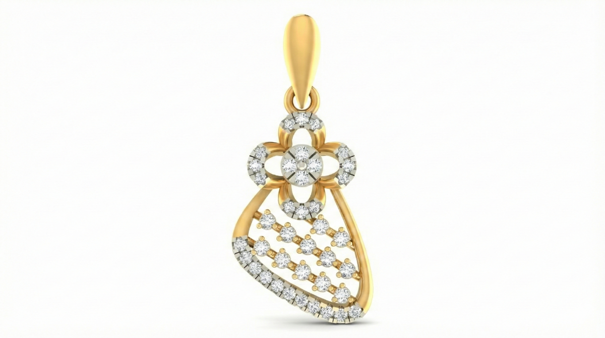 18K Gold & Diamond Floral Pendant Set KRA40172P