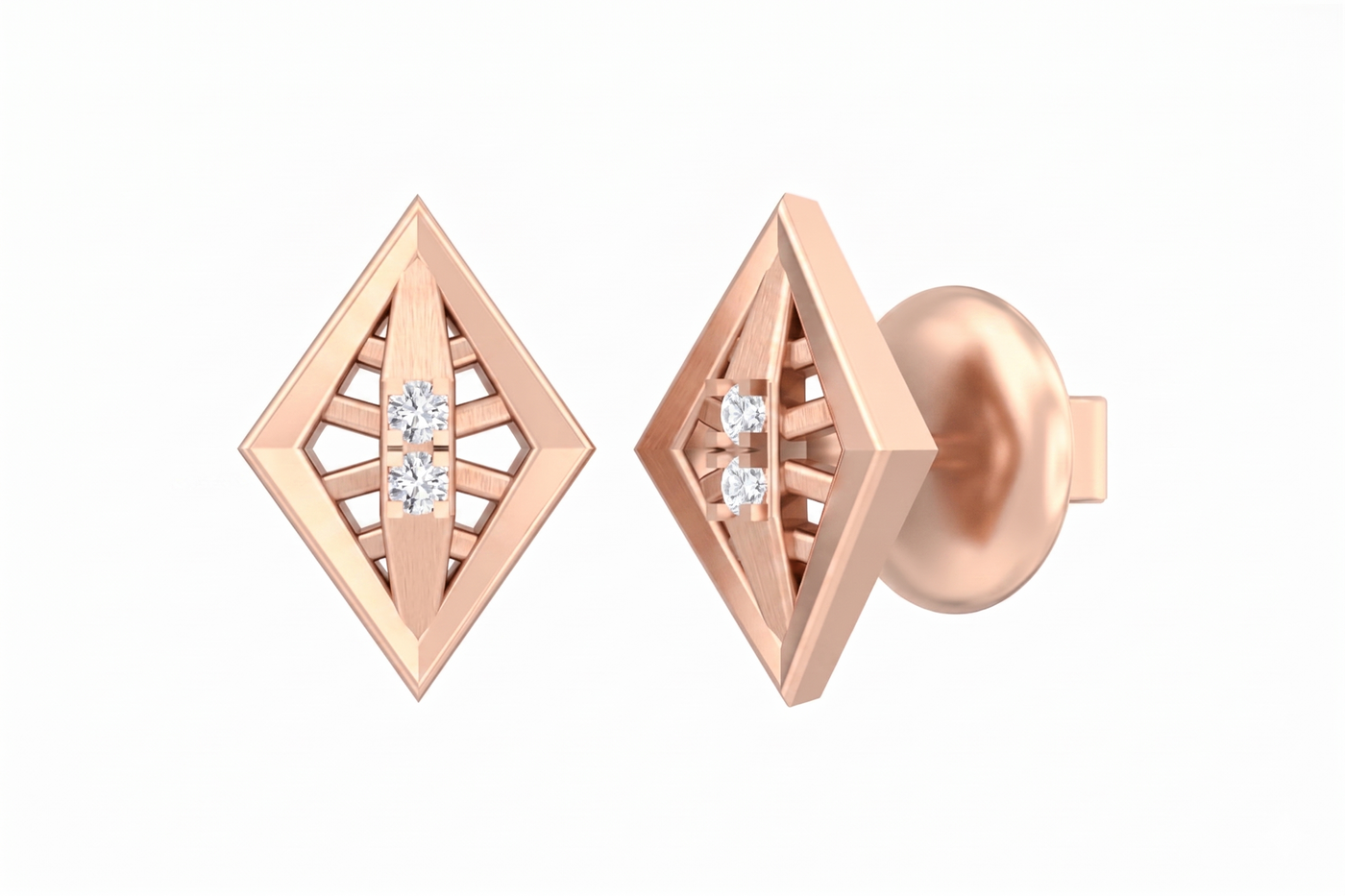 Gold & Diamond Stud Women Earring KRC30169