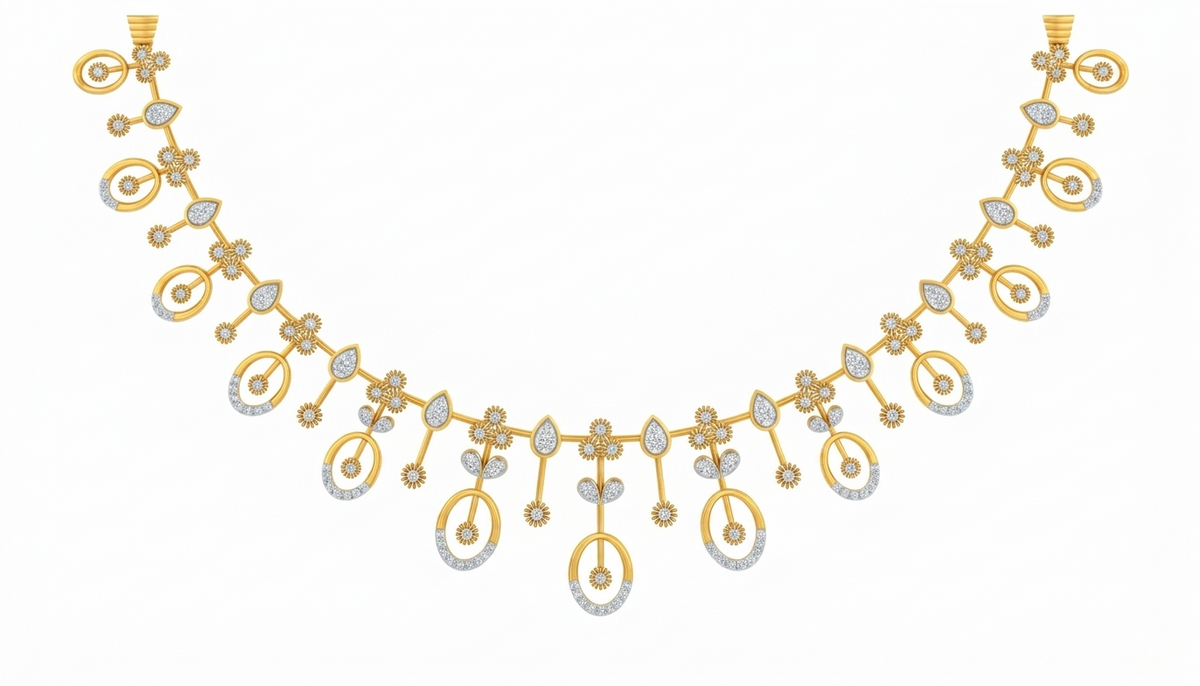 14K Gold & Diamond Choker Necklace Set KRB44089N