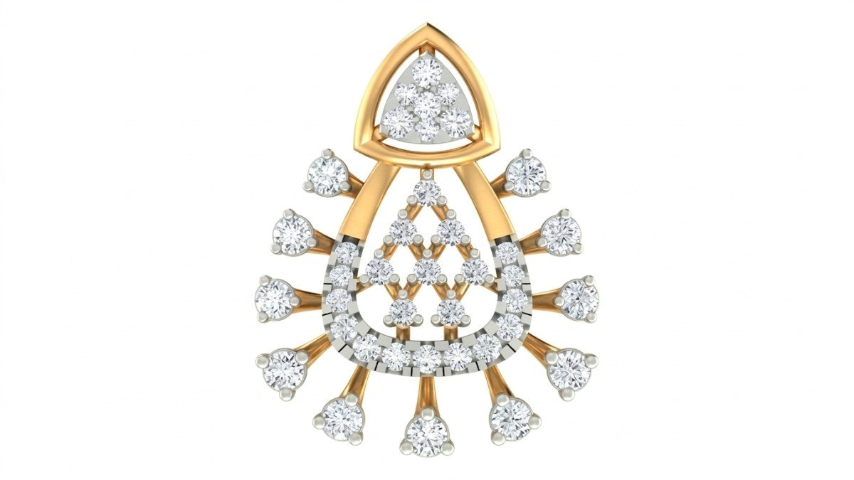 Yellow Gold & Diamond Partywear Pendant Set on white background
