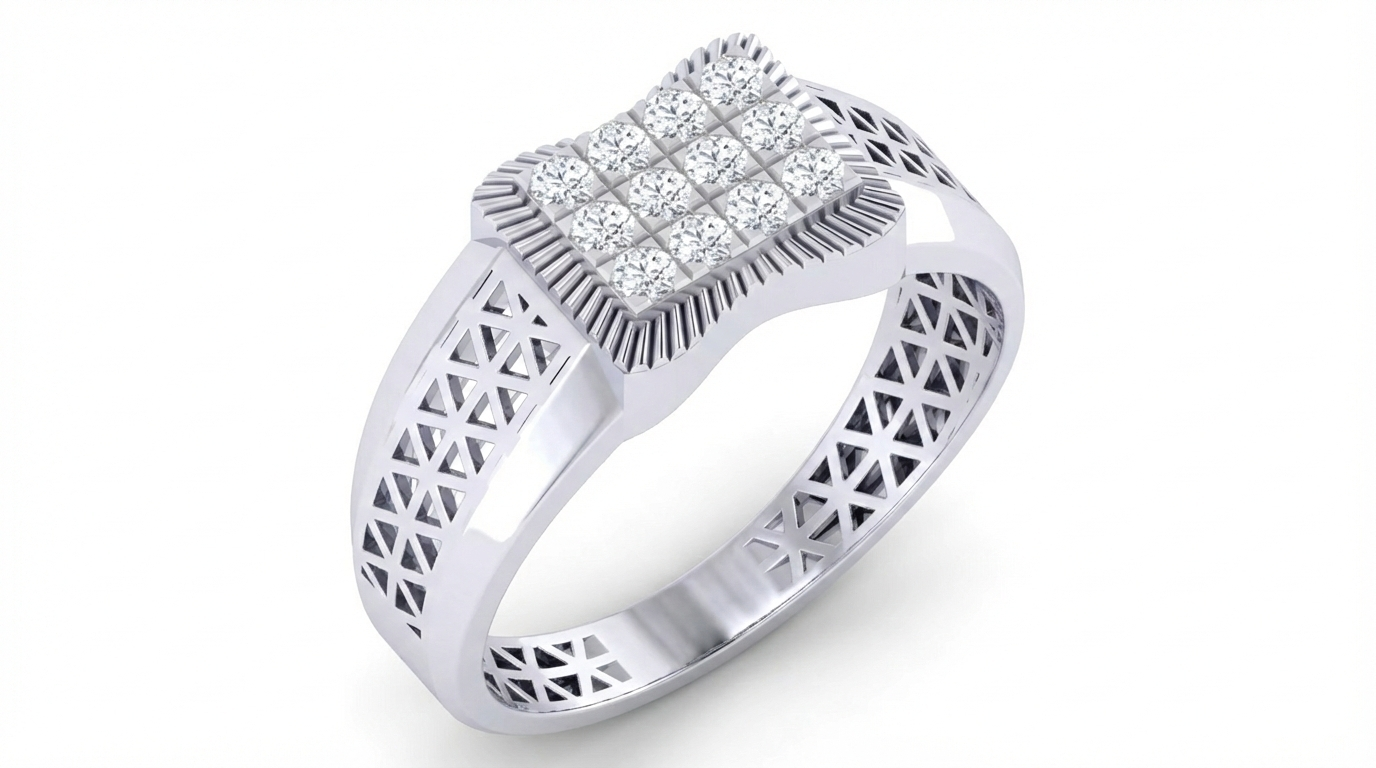 Gold & Diamond Band Ring For Men KRC20175