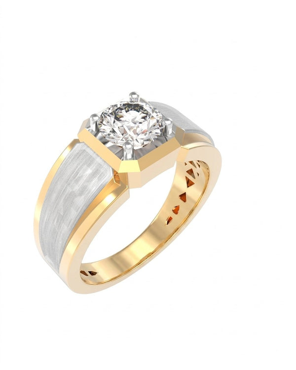 Gold & Diamond Solitaire Ring For Men KRC20254