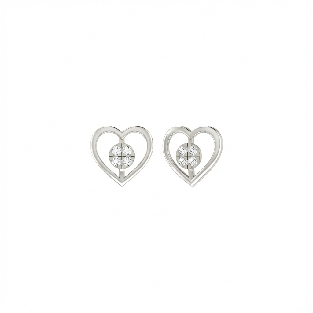 Heart White Gold Diamond Earring | under 40k 