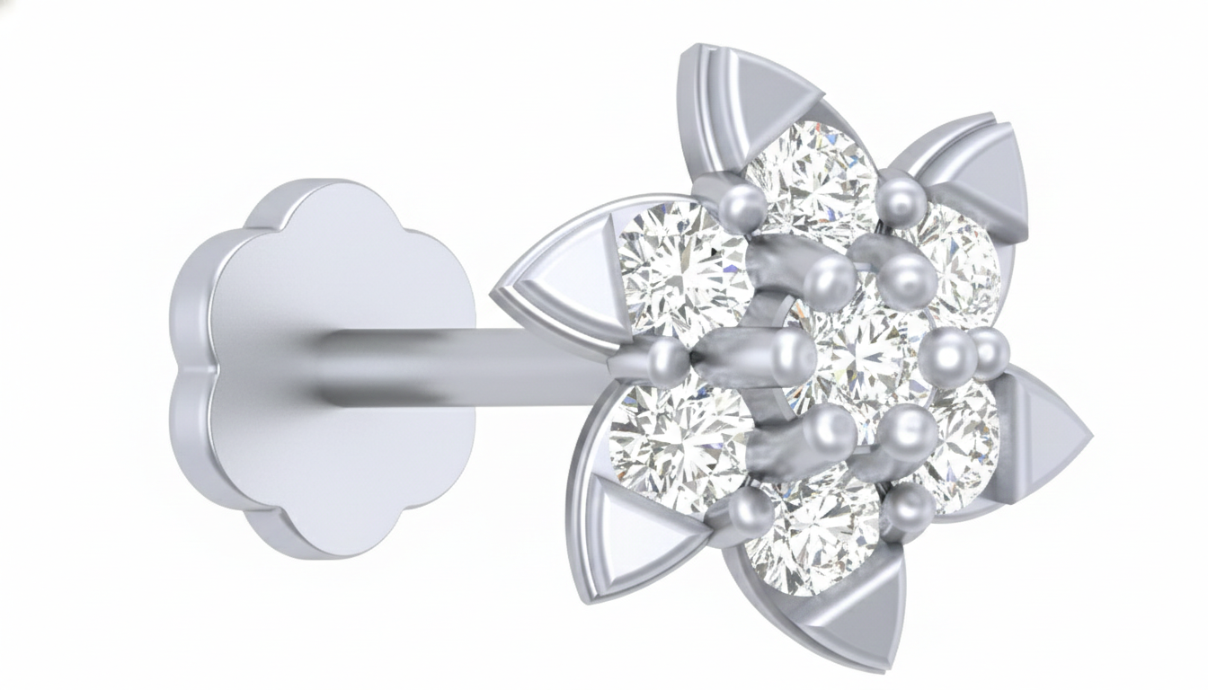 Gold & Diamond Stud Nose Pin KRC80265