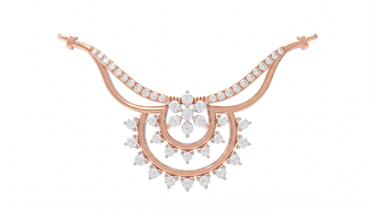 Rose gold and diamond bridal mangalsuta on white background
