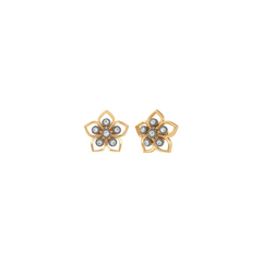 Gold & Diamond Floral Stud Earring For Women KRB30032