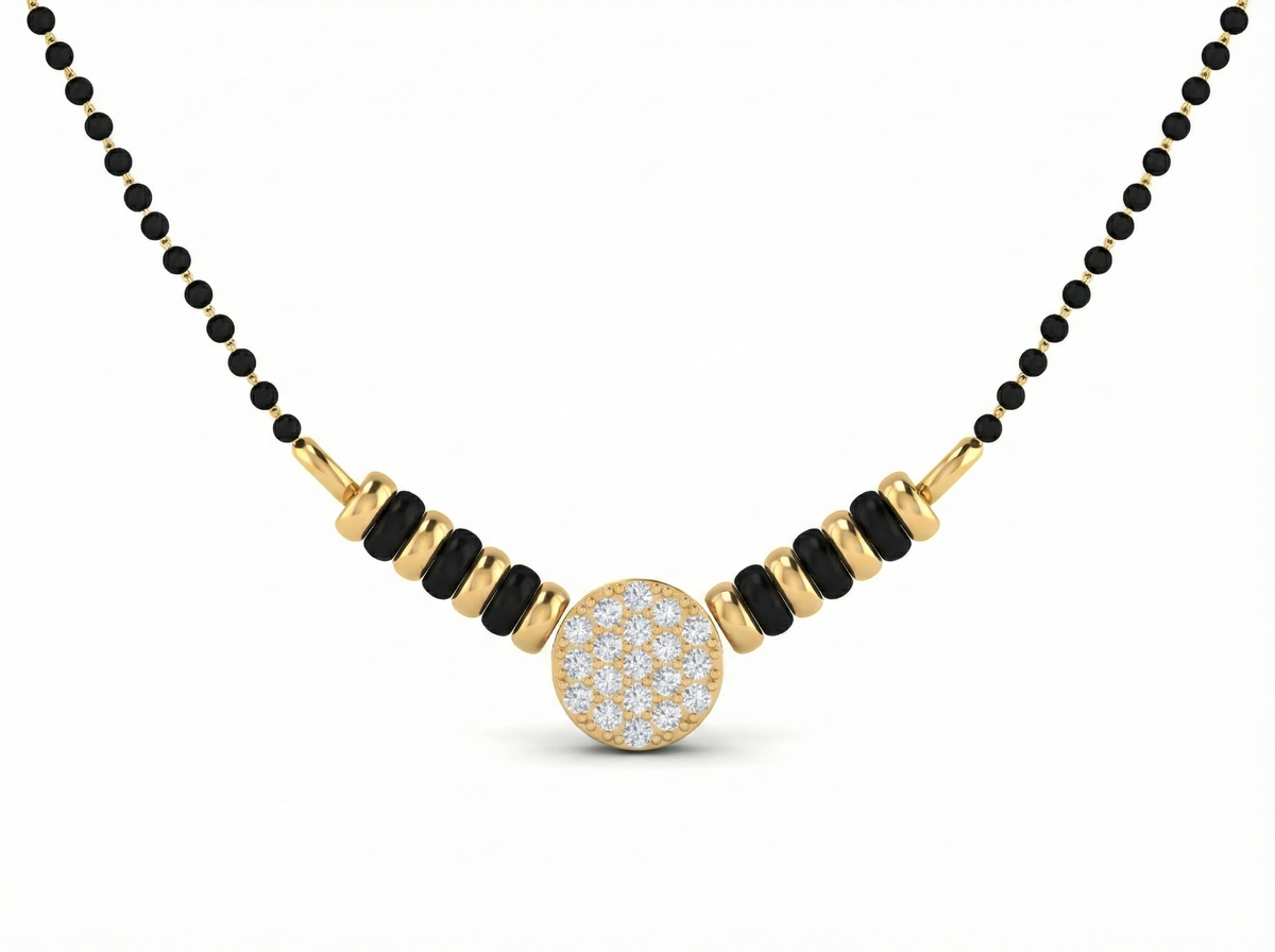 18K Gold & Diamond Beaded Mangalsutra For Women KSK182