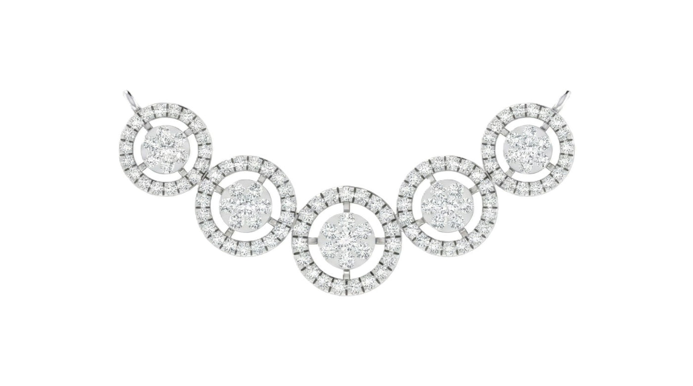 Diamond mangalsutra with interlocking circular design on a white background