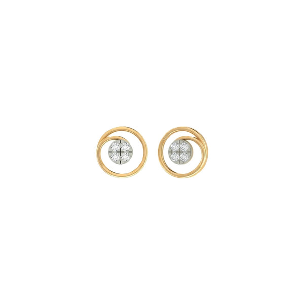 Gold & Diamond Round-Shaped Women Stud Earring KRB30093