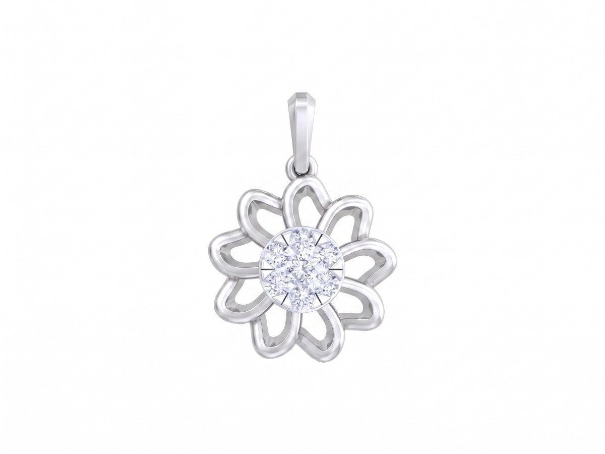 White gold and diamond pendant on white background