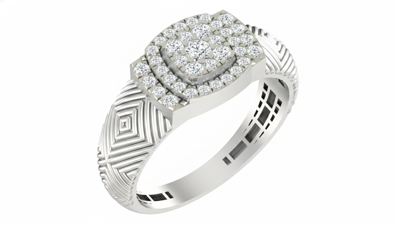 Gold & Diamond Band Ring For Men KRC20142