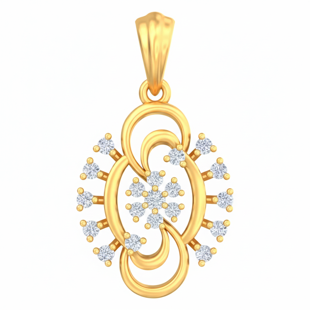 18K Gold & Diamond Floral Pendent Set KRB40076P