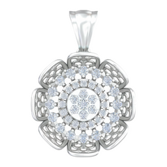18K Gold & Diamond Floral Pendant Set KRB40045P