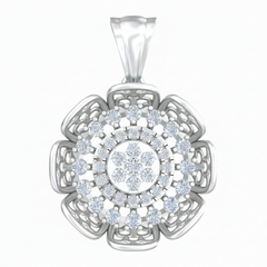 18K Gold & Diamond Floral Pendant Set KRB40045P