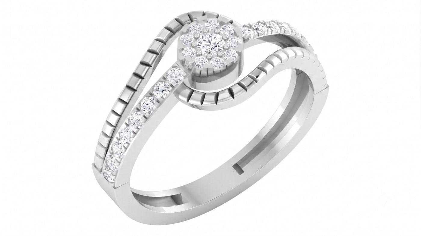 White ring with diamond accents on a white background
