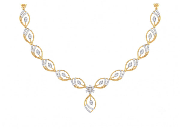 14K गोल्ड और डायमंड डेलीवियर नेकलेस सेट KRB44079N-A