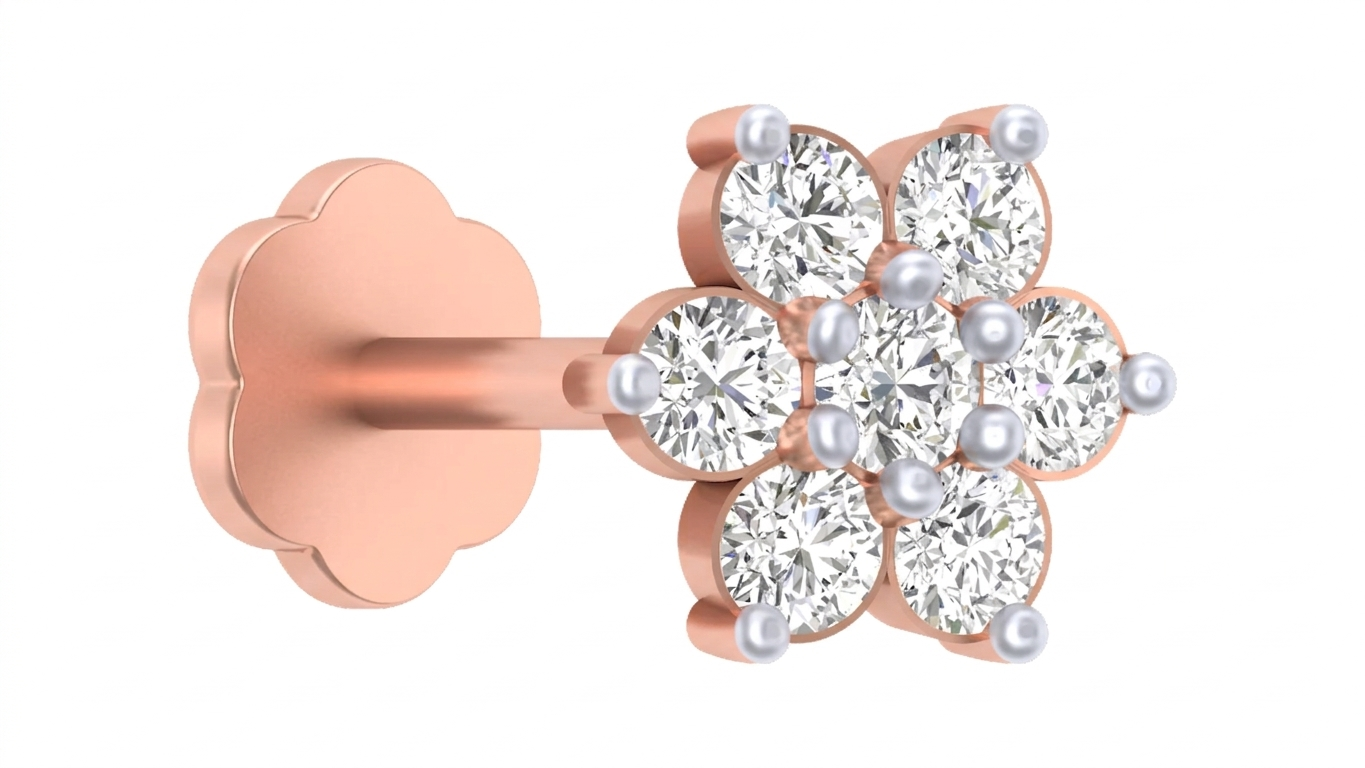 Gold & Diamond Stud Nose Pin KRC80289