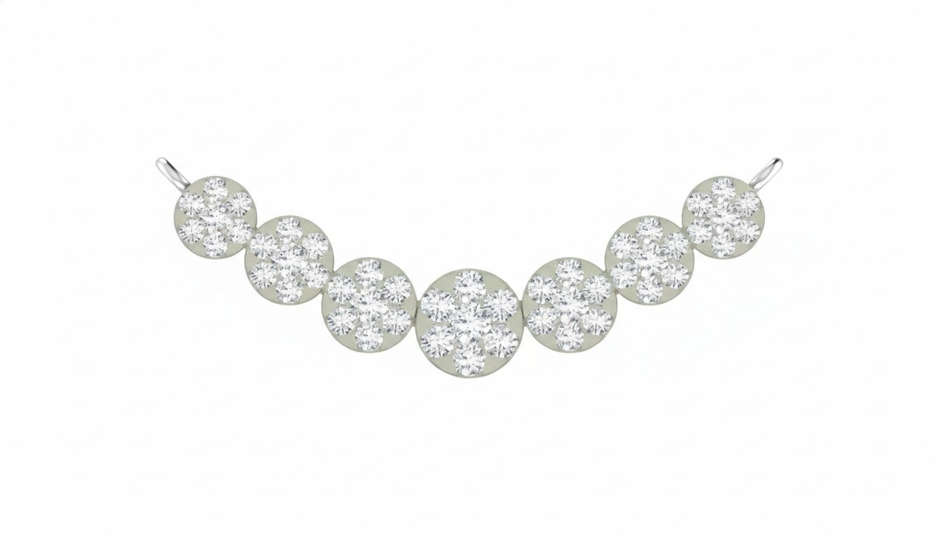 White gold mangalsutra with round, glittery beads on a white background