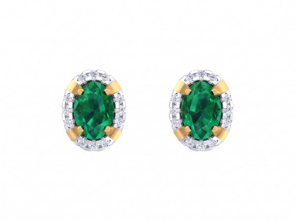 Gold & Diamond Gemstone Stud Earrings for Women KRB30208