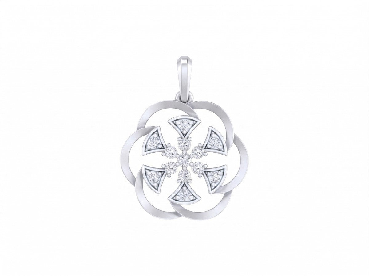 White gold and diamond pendant on white background