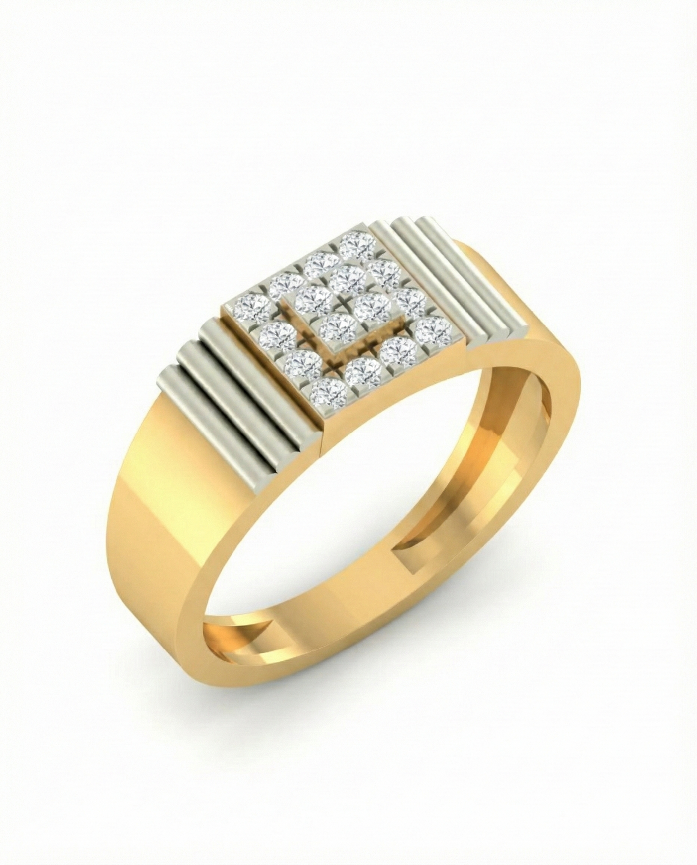 Gold & Diamond Square Ring For Men KRC10659