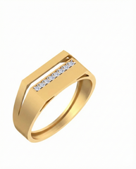 18K Gold & Diamond Band Ring For Men KSK243