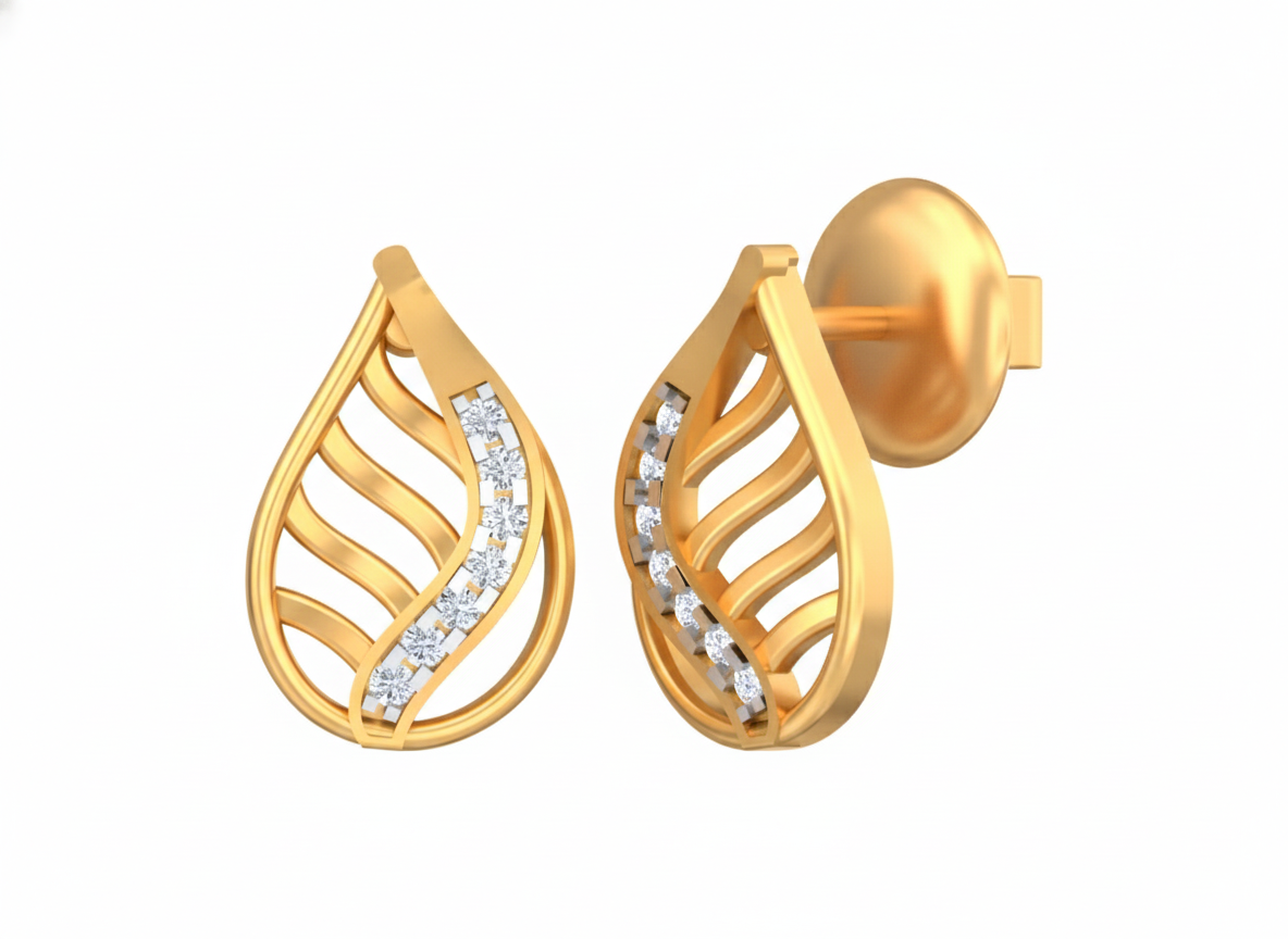 18K Gold & Diamond Women Dailywear Earring KSK074