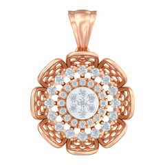18K Gold & Diamond Floral Pendant Set KRB40045P