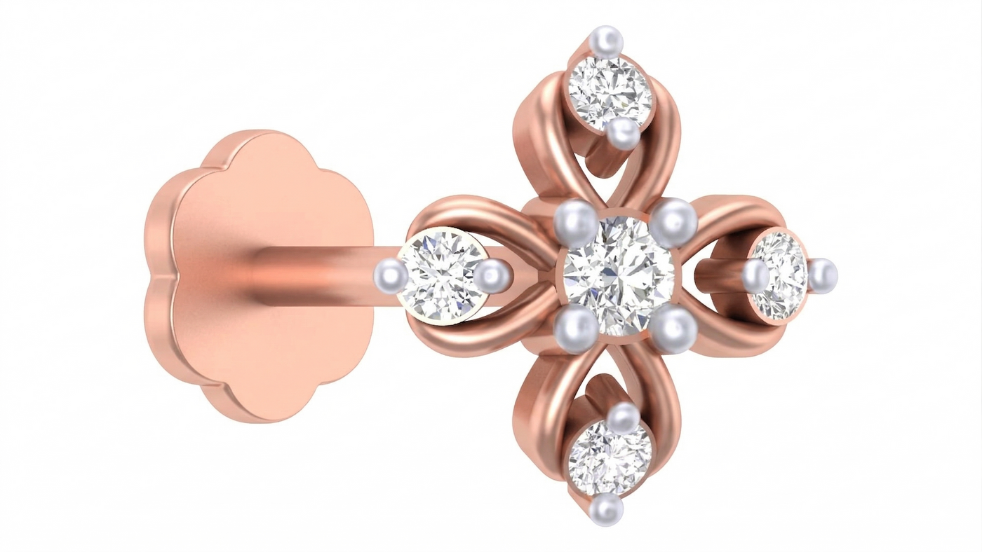 Gold & Diamond Stud Nose Pin KRC80123