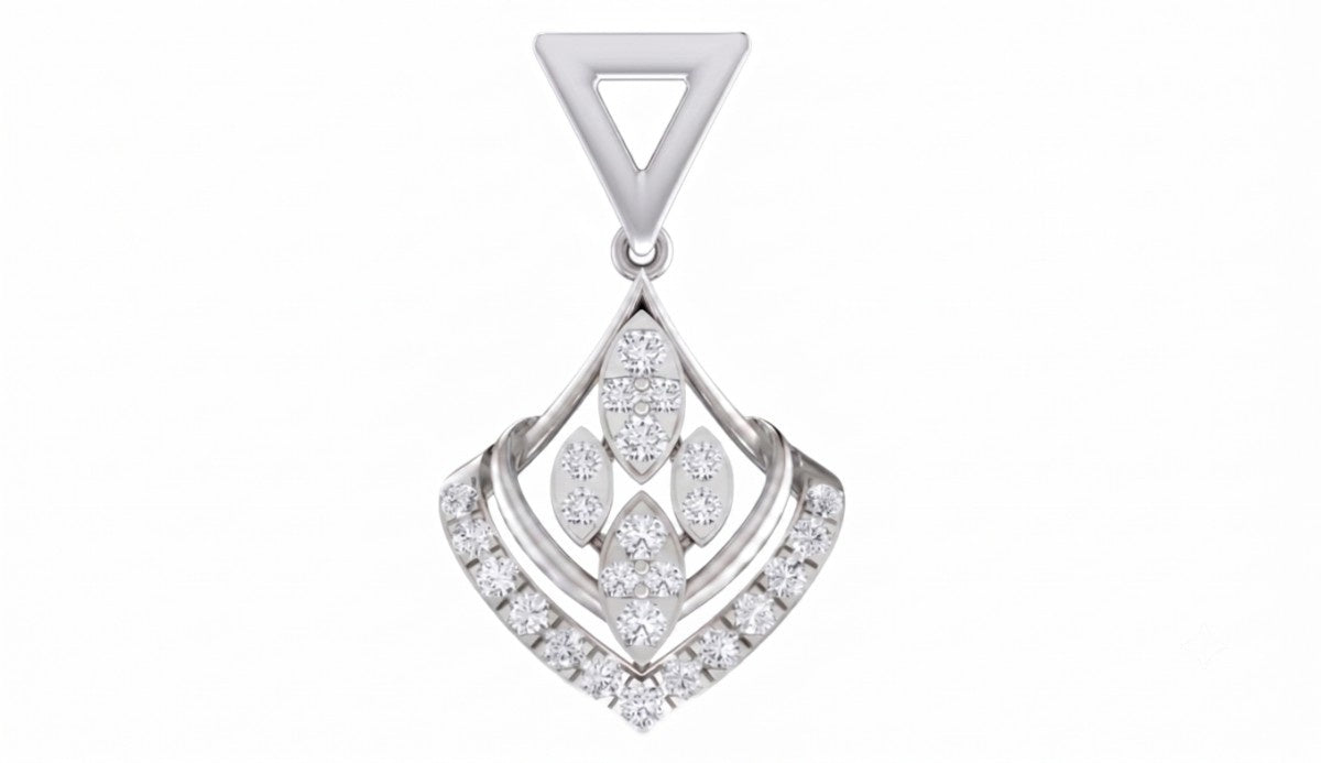 White gold and diamond pendant on a white background