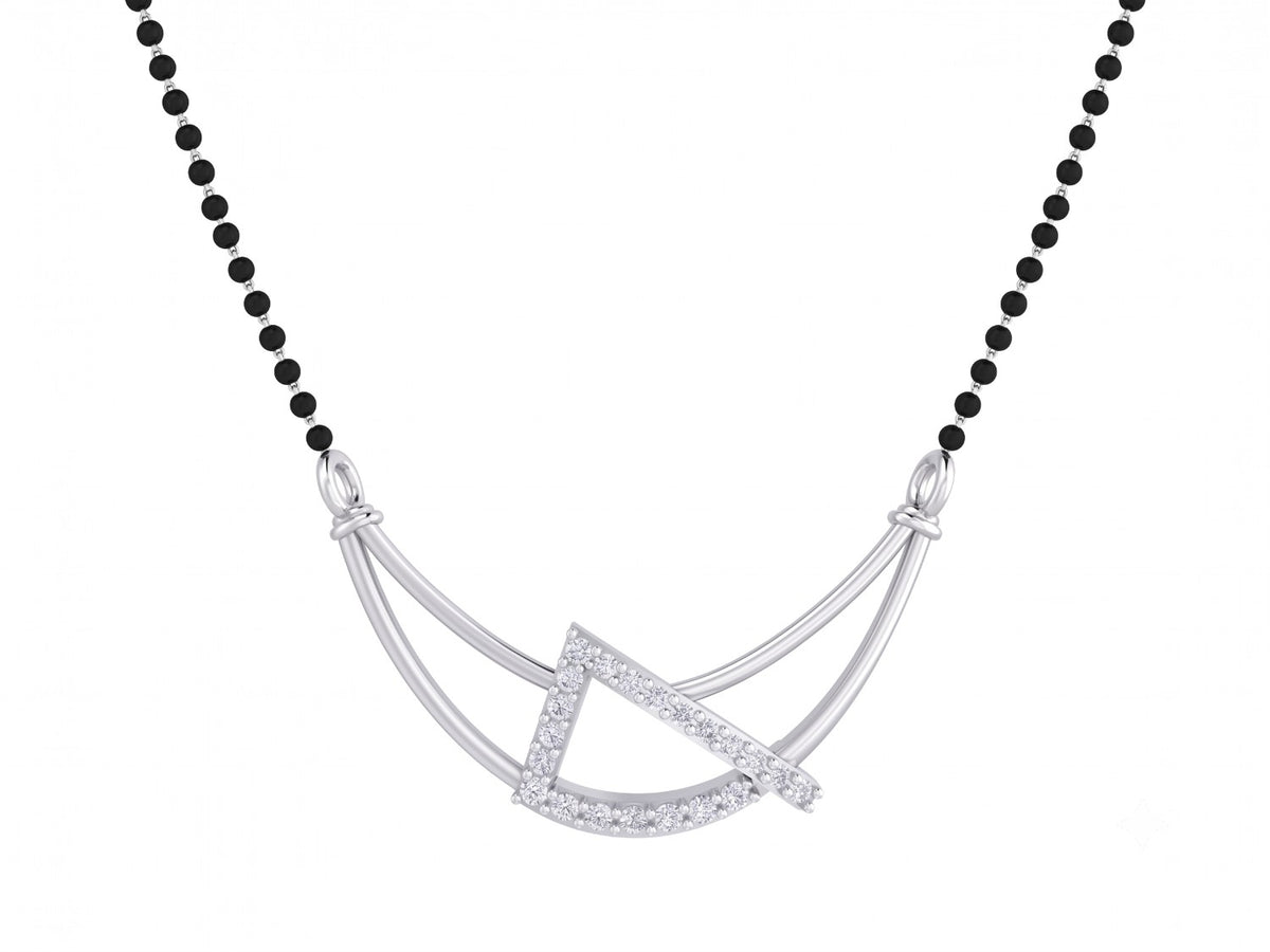 White Gold and diamond mangalsutra on a white background
