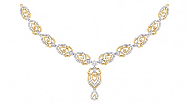 14K गोल्ड और डायमंड नेकलेस सेट KRI44024N