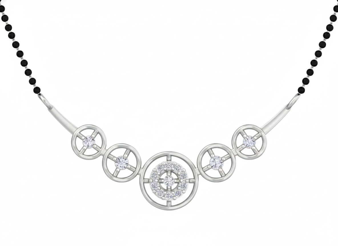 Gold & Diamond Halo Mangalsutra For Women KRB50030