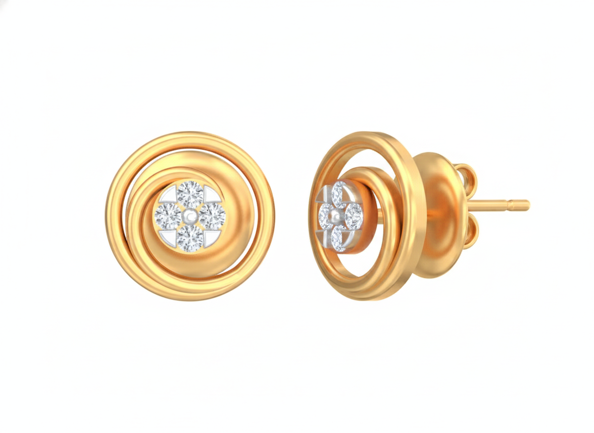 18K Gold & Diamond Women Stud Earring KSK058