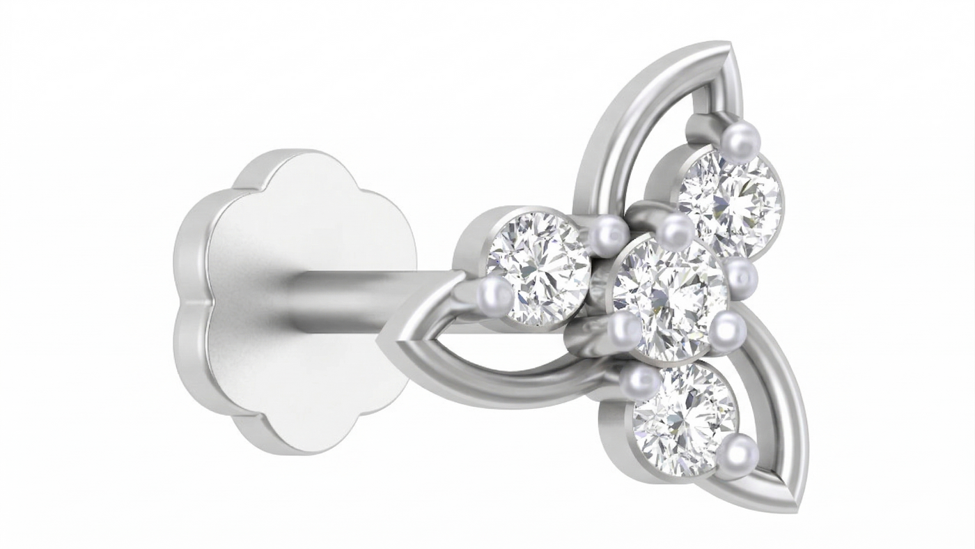 Gold & Diamond Stud Nose Pin KRC80201