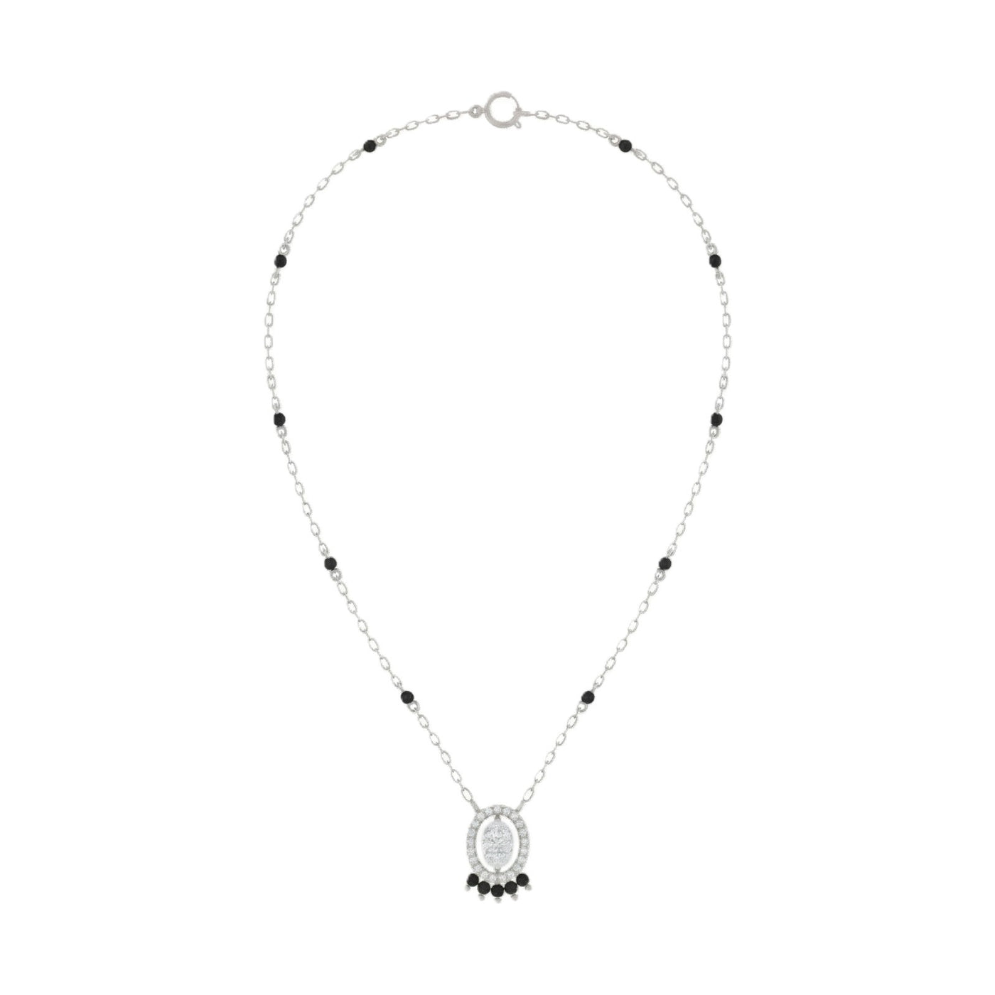 white gold mangalsutra with black beads on a without background