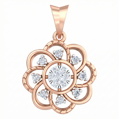 18K Gold & Diamond Floral Pendant Set KRB40060P