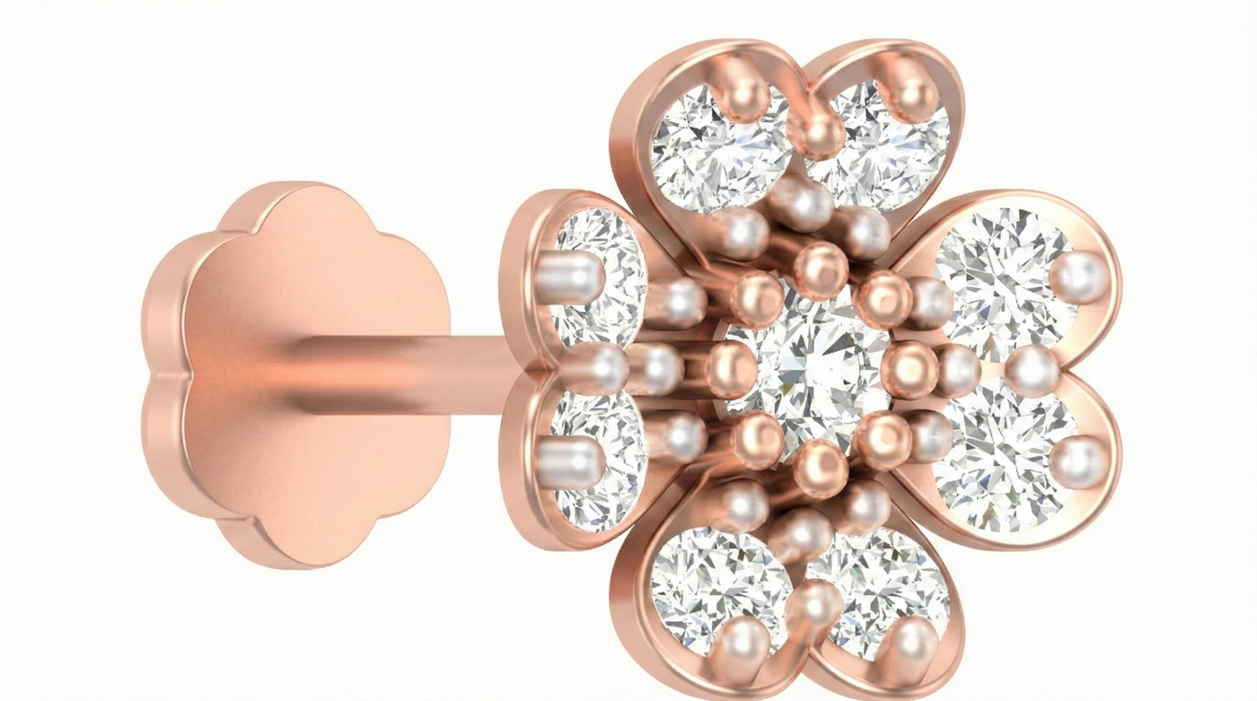 18K Gold & Diamond Stud Nose Pin KRA50186