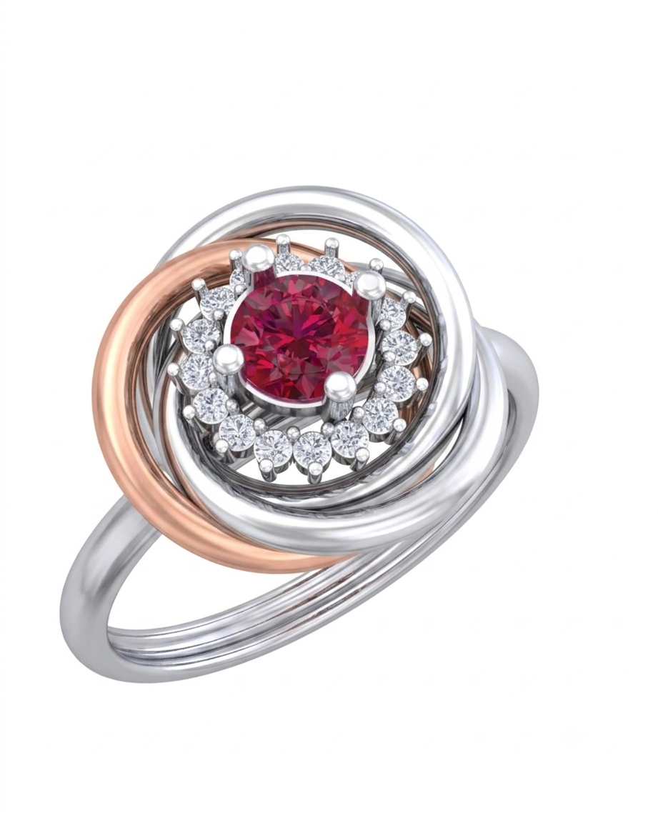 Gold & Diamond Gemstone Ring For Women KRB10322