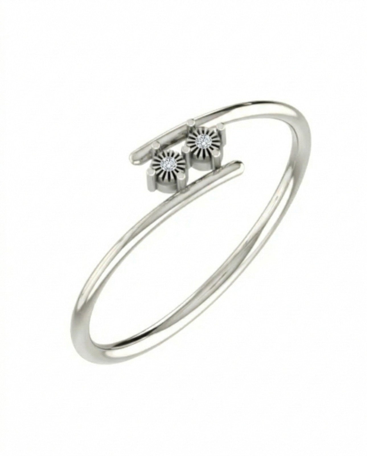 White gold and diamond ring on a white background
