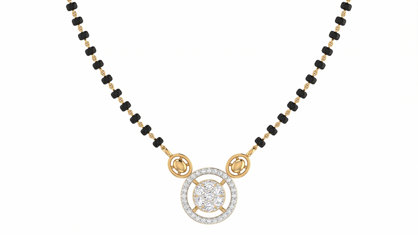 Gold & Diamond Round Shape Mangalsutra For Women KRC50115