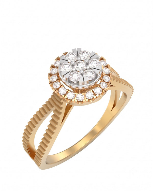 Gold & Diamond Cluster Ring For Women KRC10898