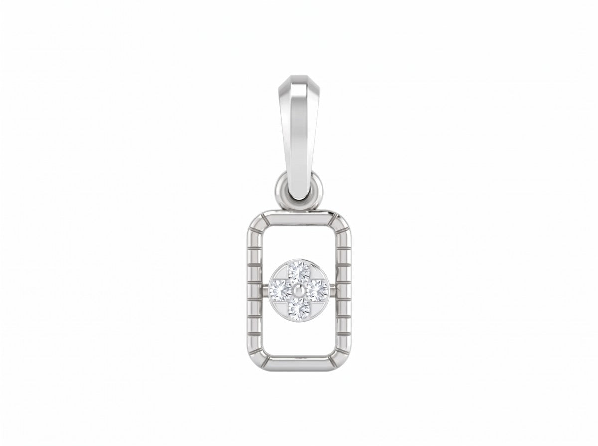 Silver pendant with a circular design on a white background