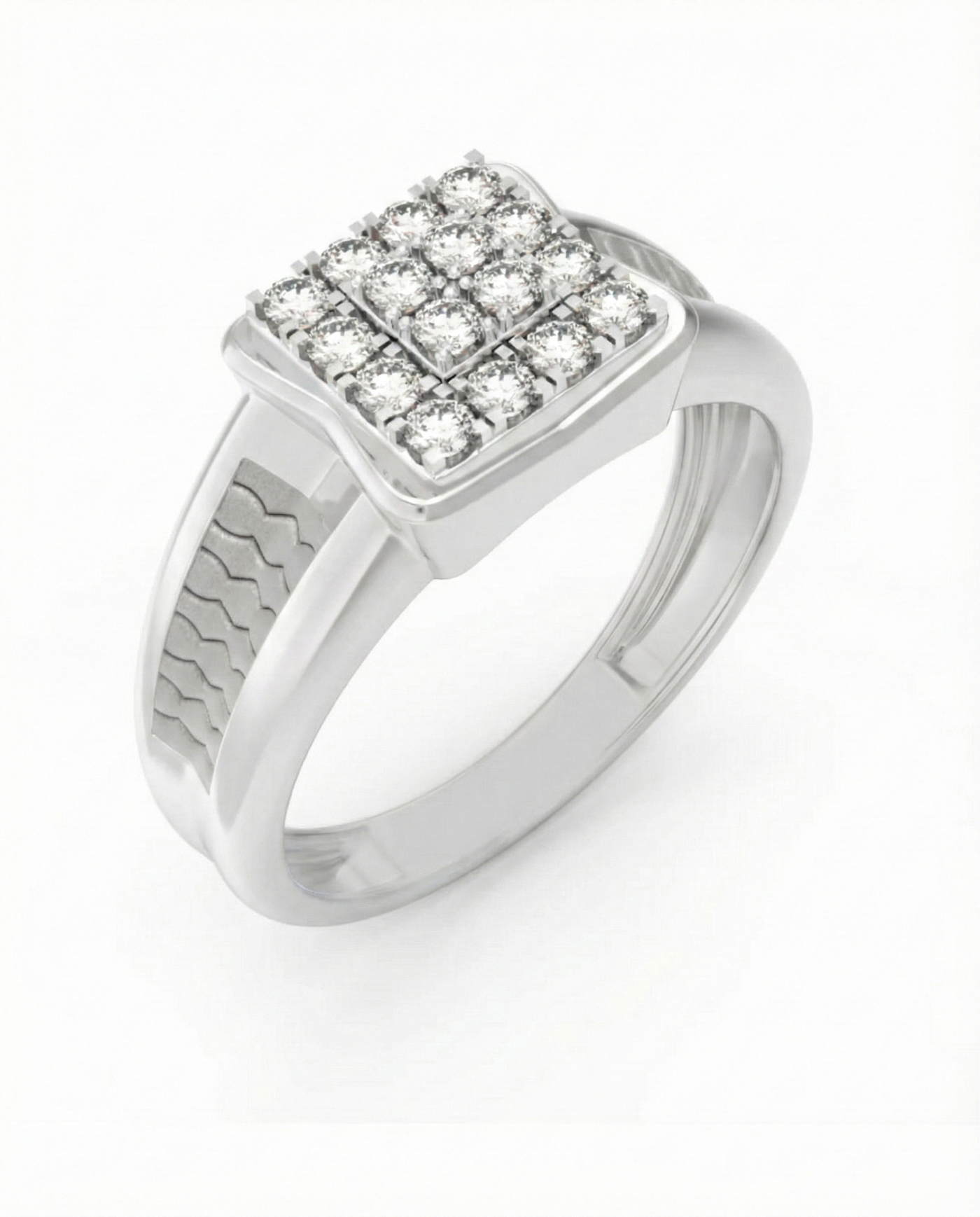 Gold & Diamond Square Ring For Men KRC20267