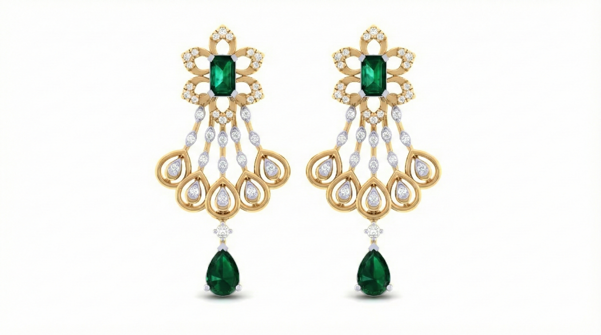 14K Gold & Diamond Women Gemstone Earring KRI44023ER