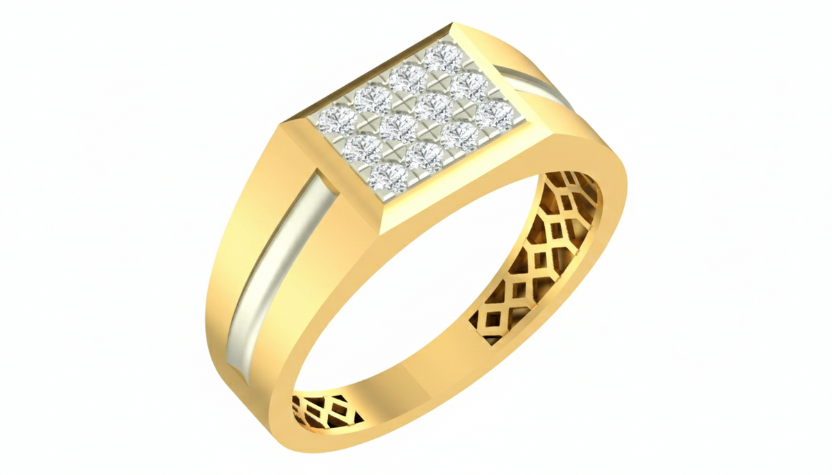 18K Gold & Diamond Band Ring For Men KRA60170