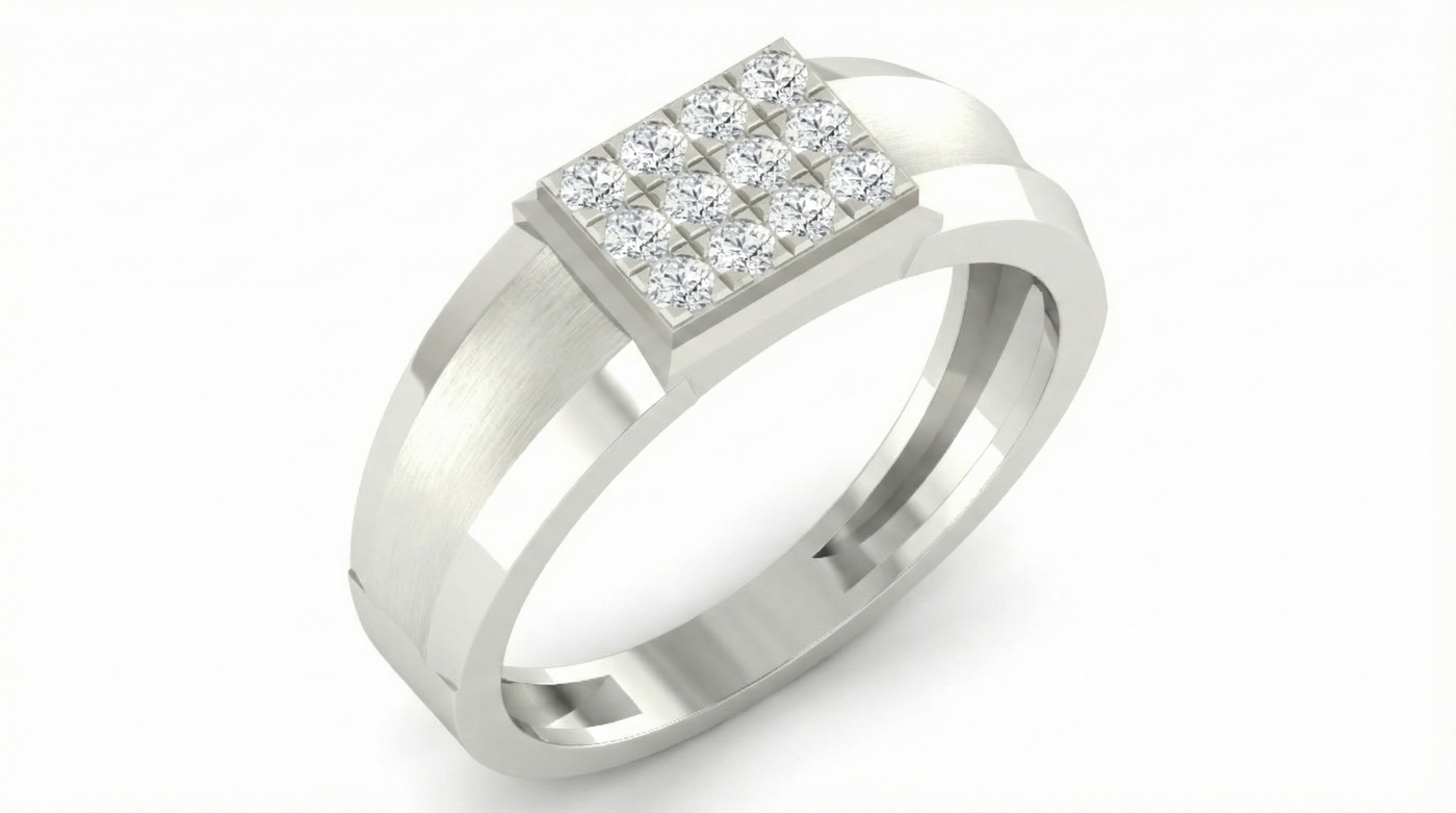 Gold & Diamond Band Ring For Men KRB20281