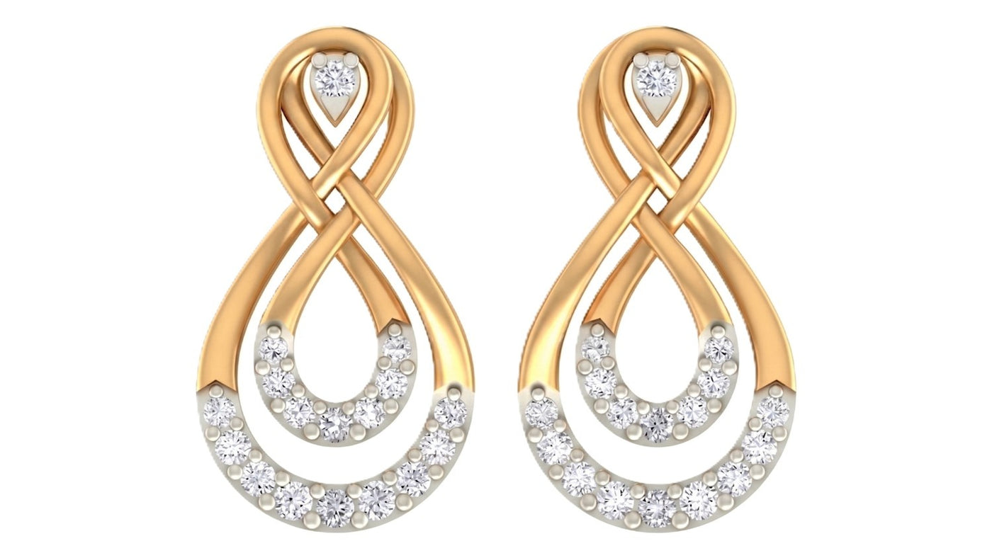 Yellow gold and diamond stud earrings on a white background