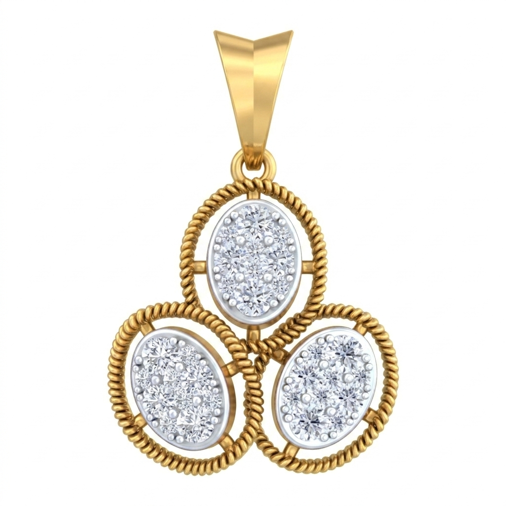 Elegant Gold & Diamond Partywear Pendant Set KRC40751